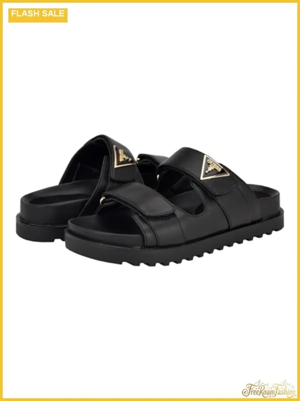 Faux Leather Platform Sandal Adjustable Double Strap Slip-On Casual